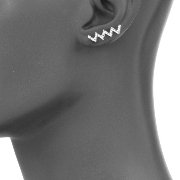 NWOT Silver Pave Cubic Zirconia Earring Crawlers - Picture 2 of 5